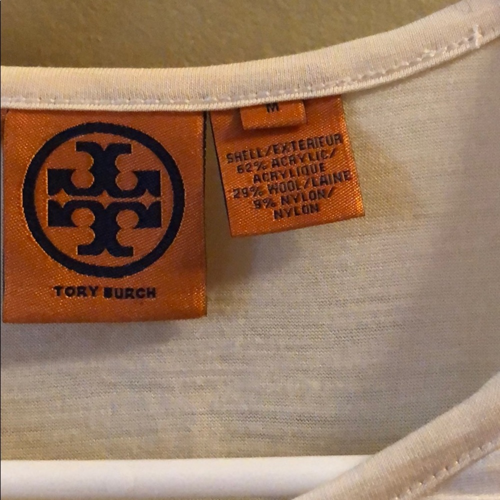 Tory Burch Cream Sleeveless Ruffle Shirt Size M